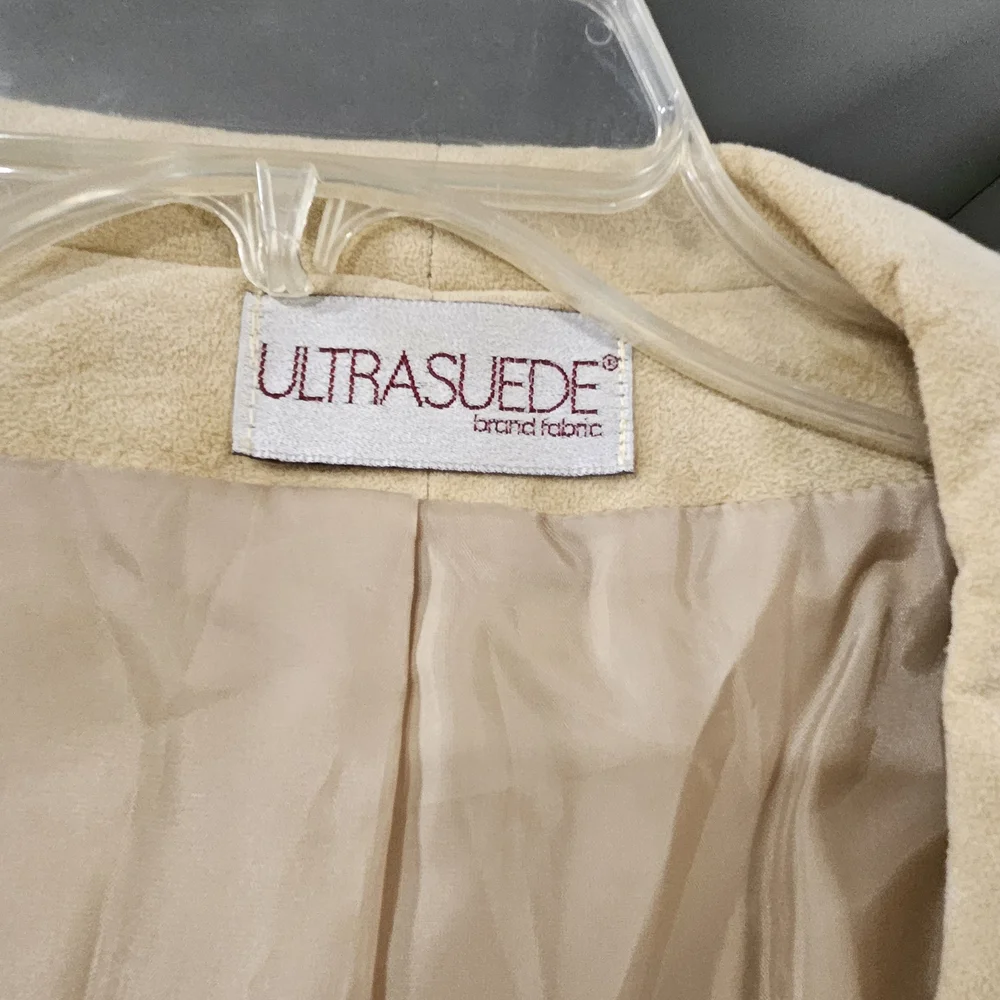 Vintage Ultrasuede By Count Romi All Weather Belted Trench Coat Camel Tan Size 8